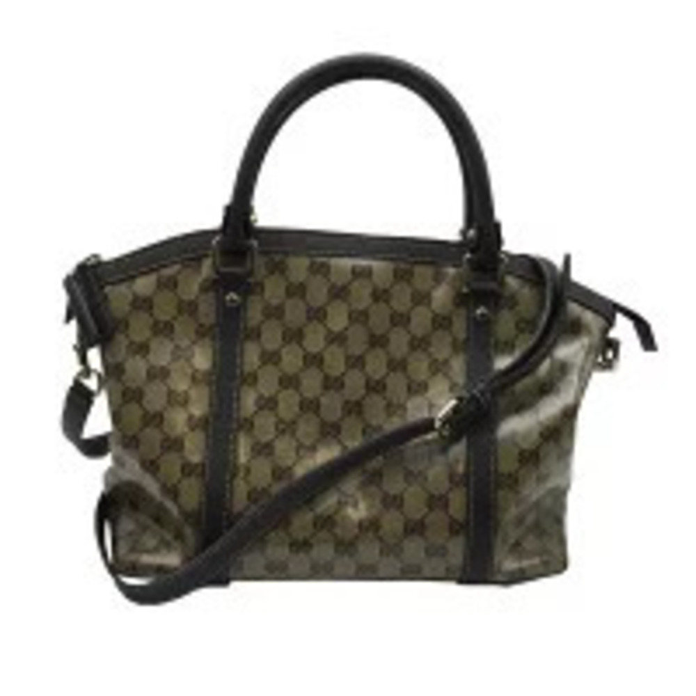 Gucci Bag Shoulder Canvas GG Charm Handbag Crystal Tote